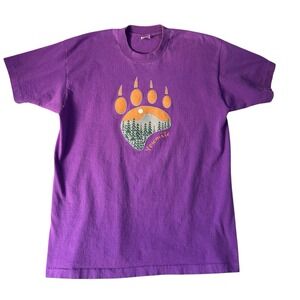 Yosemite Shirt XL Vintage 80s‎ 90s Y2K Paw Print Nature Animal Tee Purple
